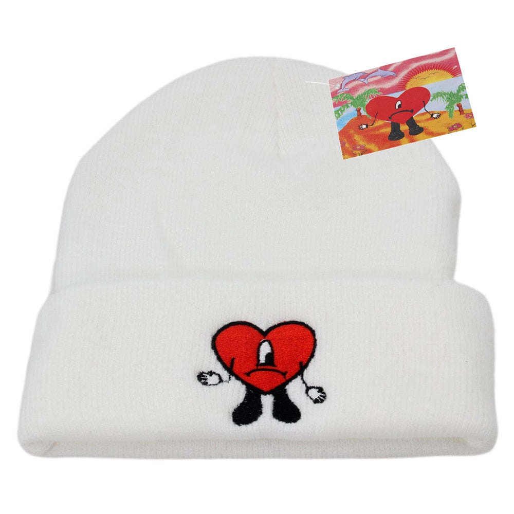 Bad Bunny Beanie Hat Ski Knitted Hats Unisex Cartoon Embroidery Cap