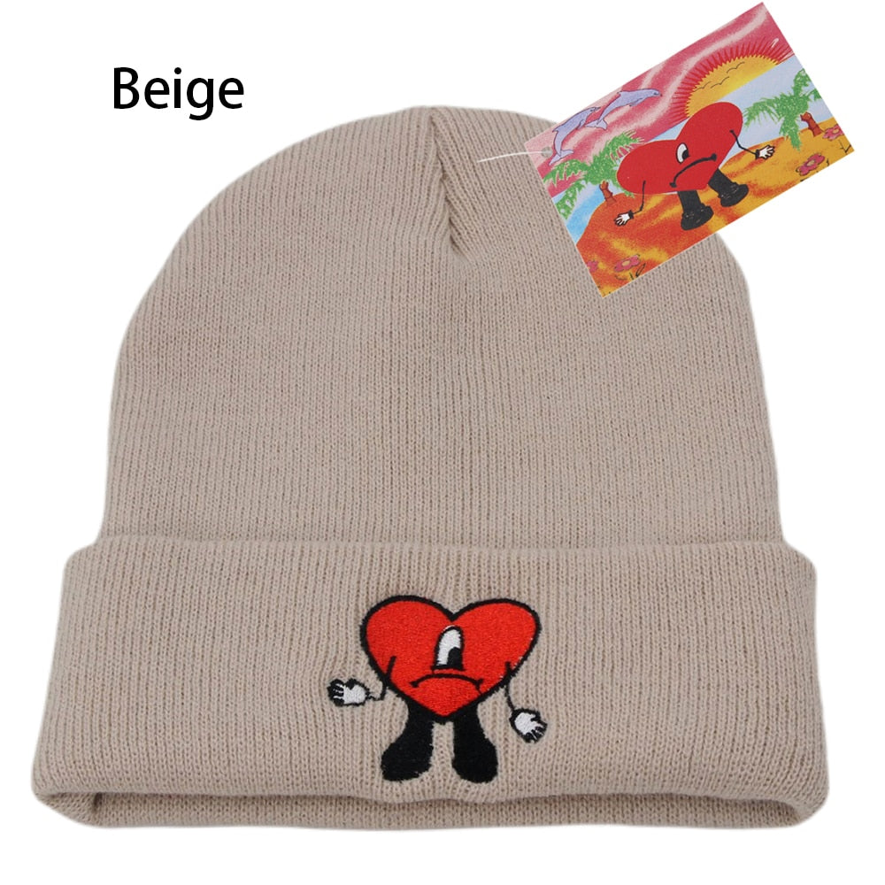 Bad Bunny Beanie Hat Ski Knitted Hats Unisex Cartoon Embroidery Cap