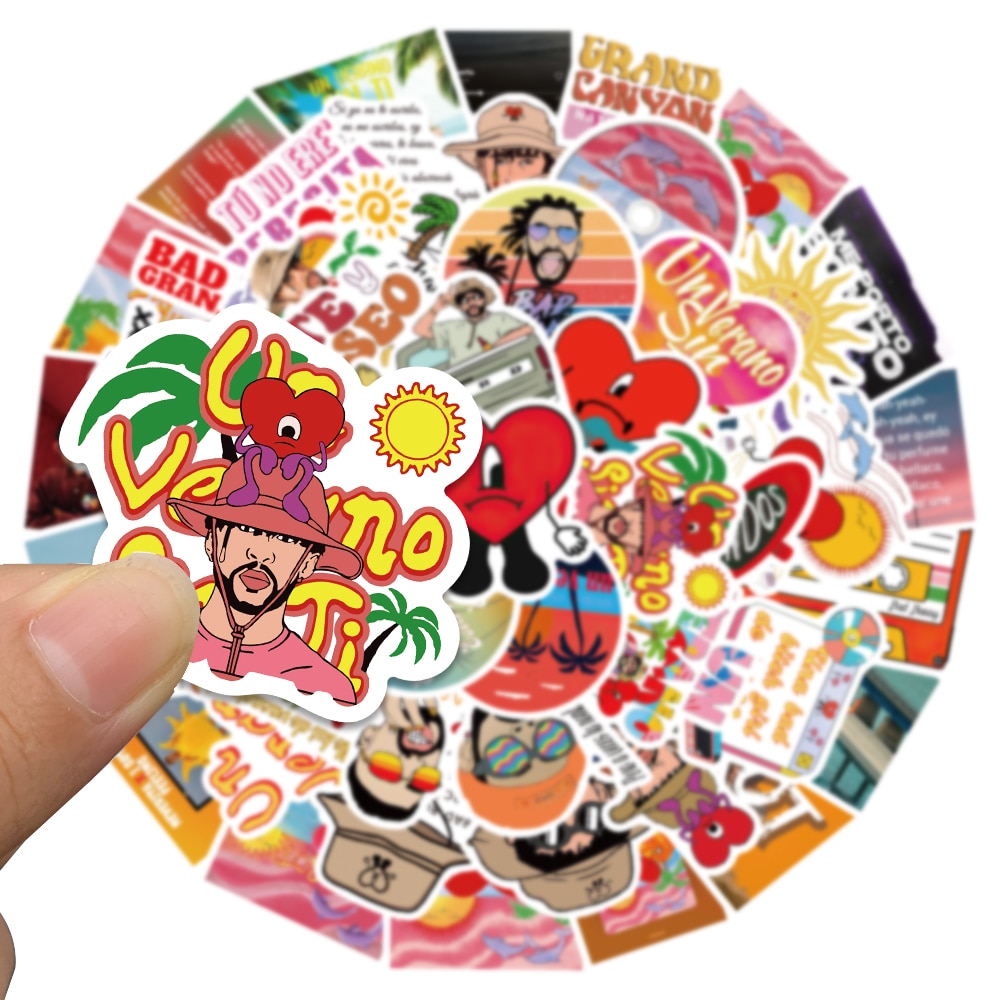 10/50/100/pack Singer Star Bad Bunny Album Stickers For Guitar Toy Bicycle Motorcycle Car Skateboard Snowboard Laptop Luggage
