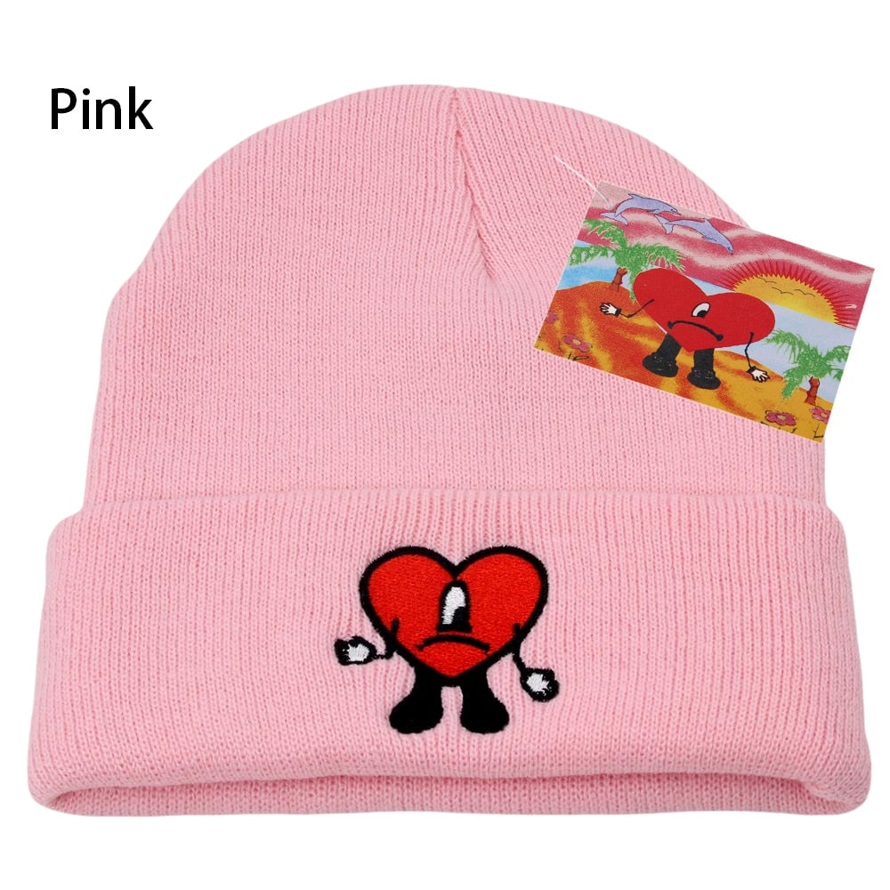 Bad Bunny Beanie Hat Ski Knitted Hats Unisex Cartoon Embroidery Cap