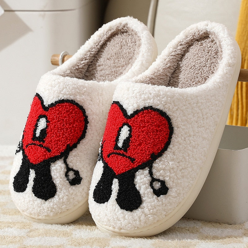 ASIFN Winter Home Warm Women Slippers House Girl Fur Cute Bad Bunny Love Cushion Slides Bedroom Ladies Cotton Female Plush Shoes