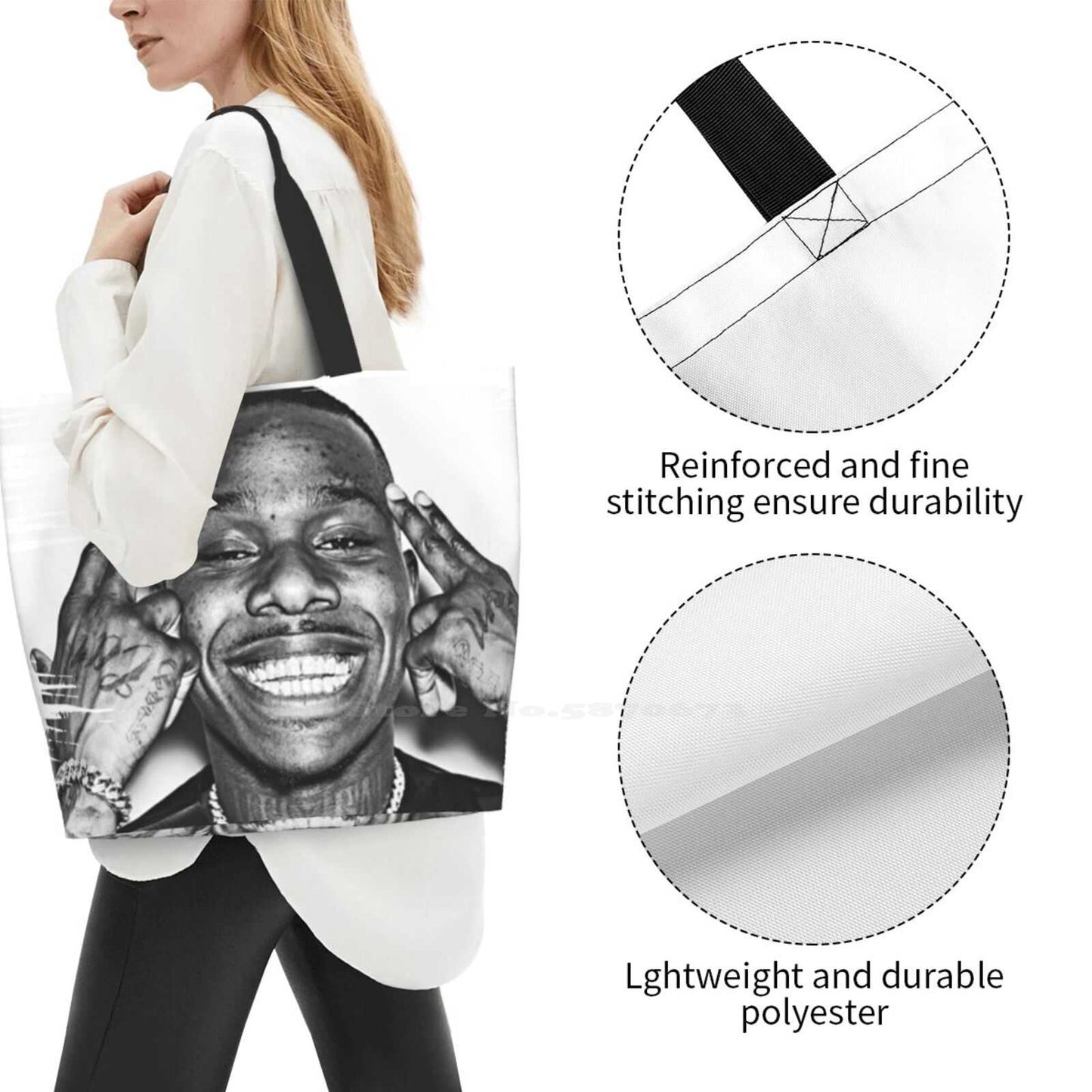 Dababy Ladies Casual Handbag Tote Bag Reusable Large Capacity Lil Uzi Vert Drake Travis Ll Cool J Rap Hip Hop Music Cardi B Lil