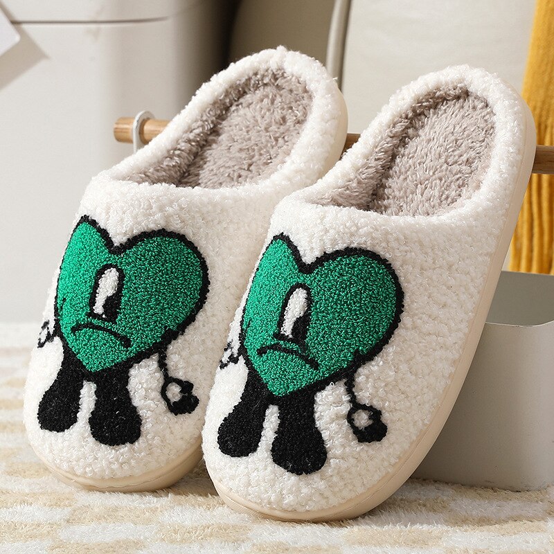 ASIFN Winter Home Warm Women Slippers House Girl Fur Cute Bad Bunny Love Cushion Slides Bedroom Ladies Cotton Female Plush Shoes