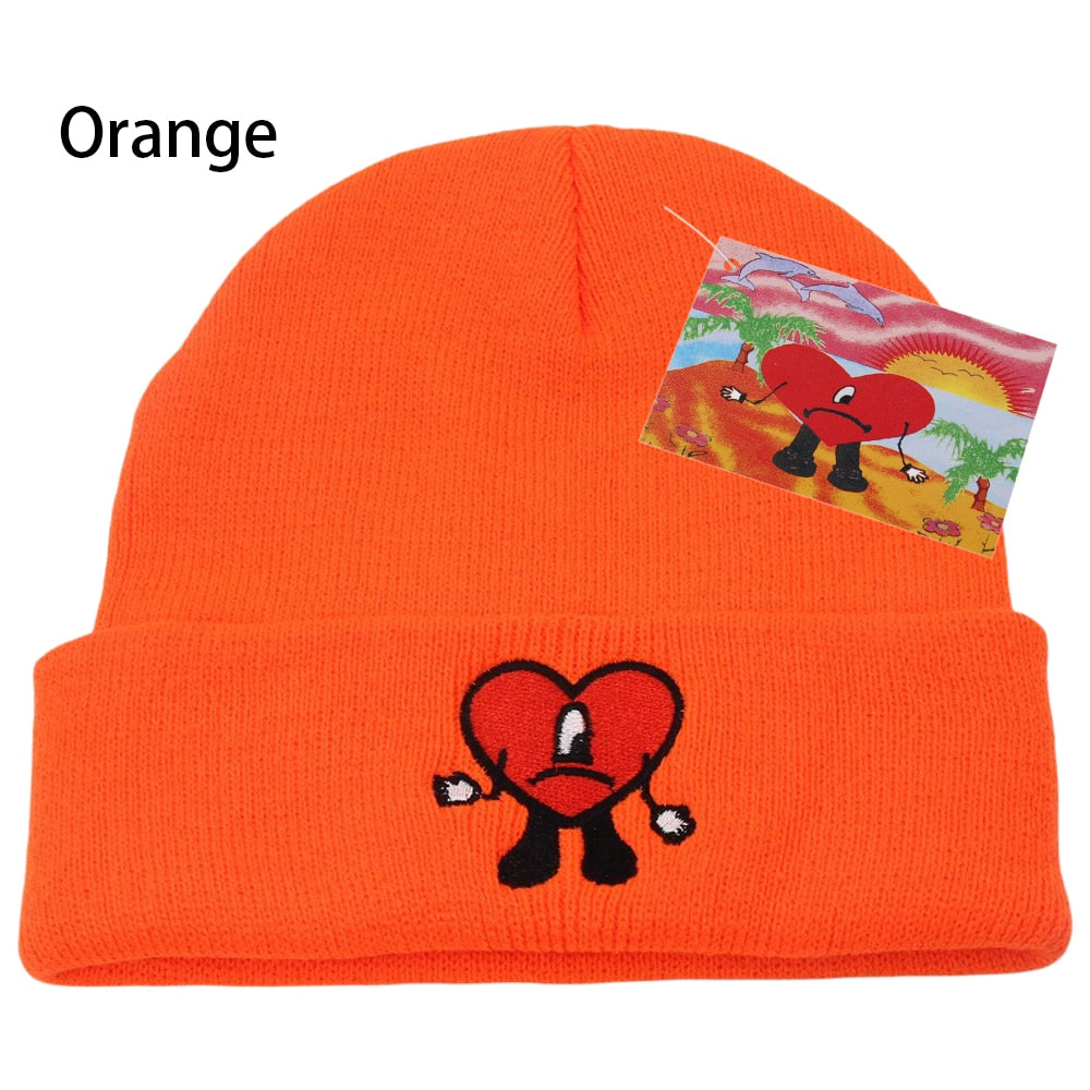 Bad Bunny Beanie Hat Ski Knitted Hats Unisex Cartoon Embroidery Cap