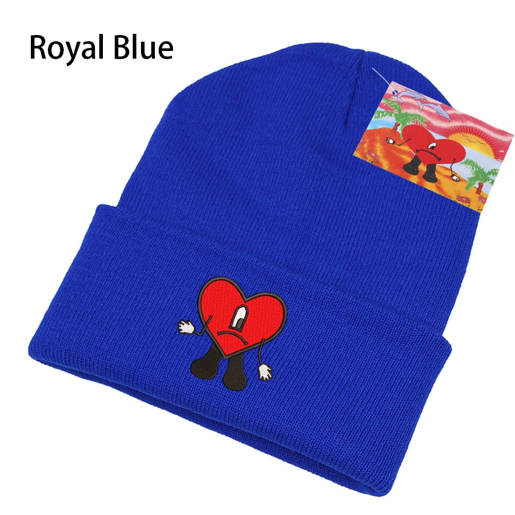 Bad Bunny Beanie Hat Ski Knitted Hats Unisex Cartoon Embroidery Cap