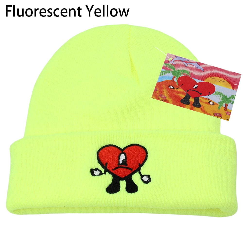 Bad Bunny Beanie Hat Ski Knitted Hats Unisex Cartoon Embroidery Cap
