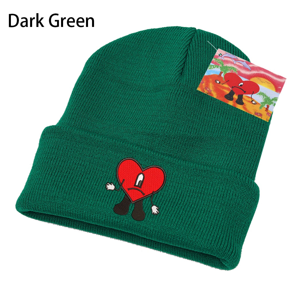Bad Bunny Beanie Hat Ski Knitted Hats Unisex Cartoon Embroidery Cap