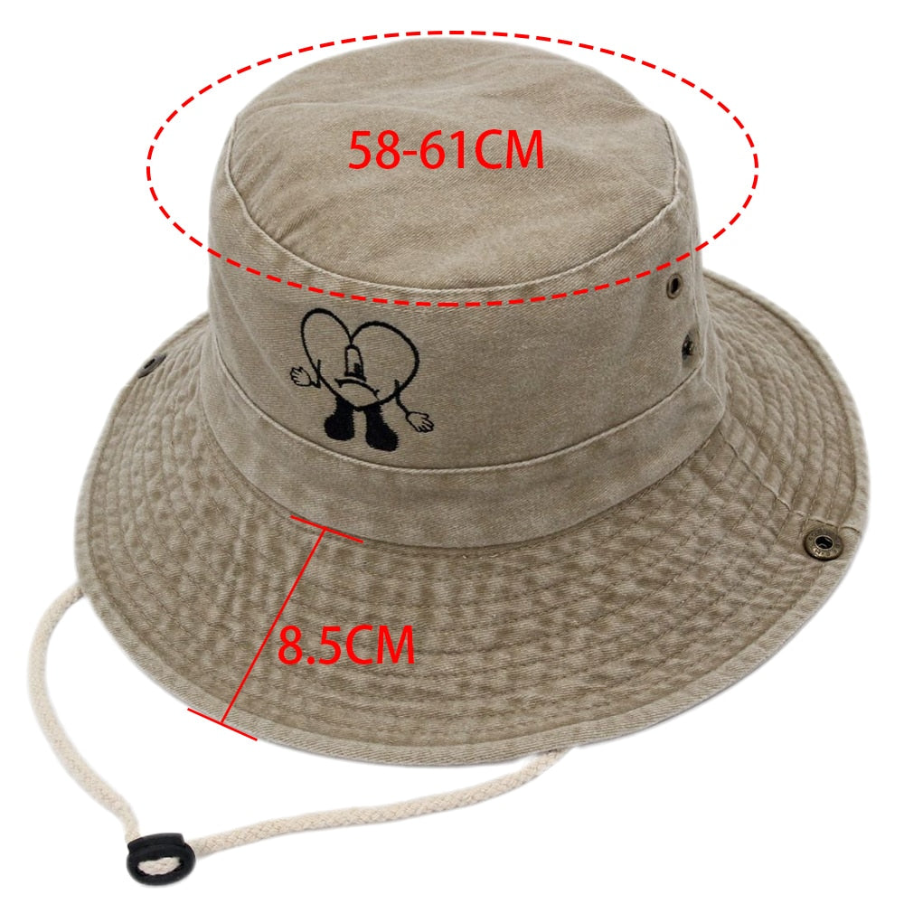 Cotton Embroidered Bad Bunny Fisherman Hats UN VERANO SIN TI Bucket Hat Woman Summer Foldable Sun Hat Man Beach Hat