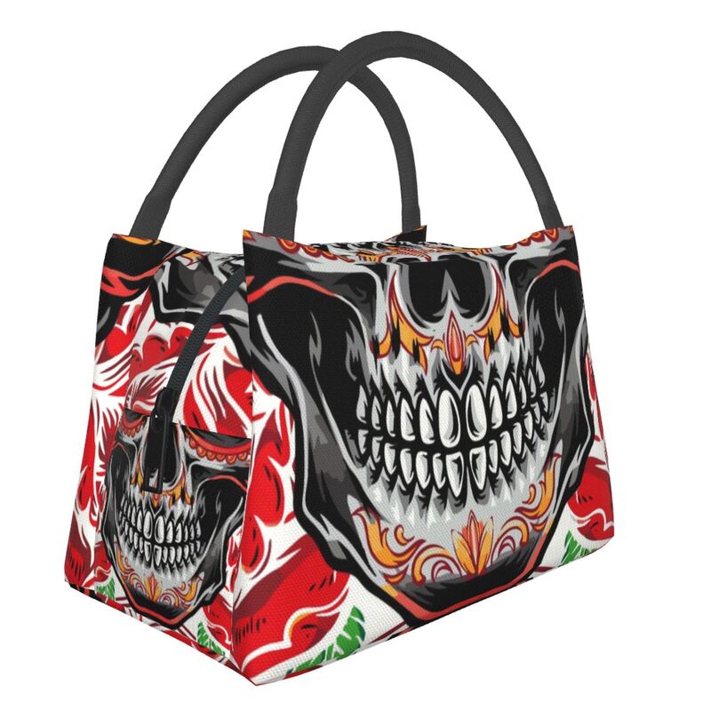 Catrina Thermal Insulated Lunch Bag Women Mexican Sugar Skull Girl Portable Lunch Tote for Office Outdoor Storage Meal Food Box