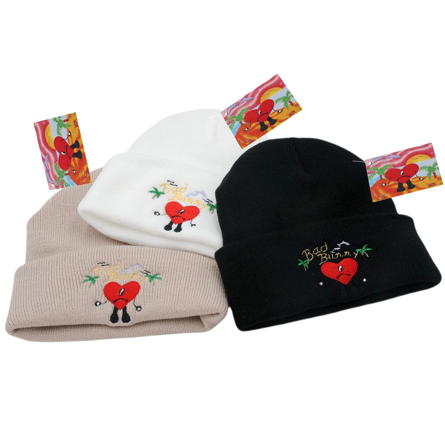 Bad Bunny Beanie Hat Ski Knitted Hats Unisex Cartoon Embroidery Cap