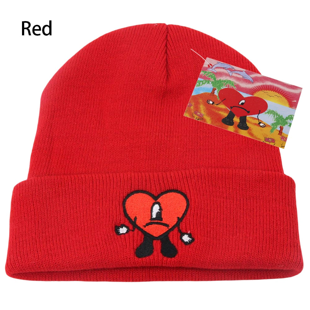 Bad Bunny Beanie Hat Ski Knitted Hats Unisex Cartoon Embroidery Cap