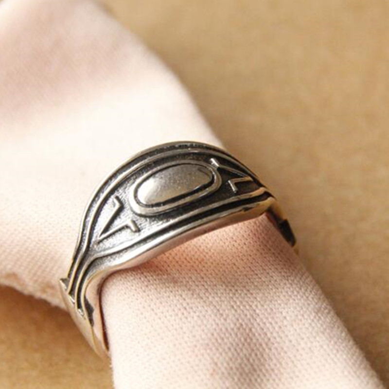 Black Panther Ring Plated With Silver Men Cosplay File Wakanda King Ring Band Props Wakanda T'Challa Jewelry Accessory Fans Gift