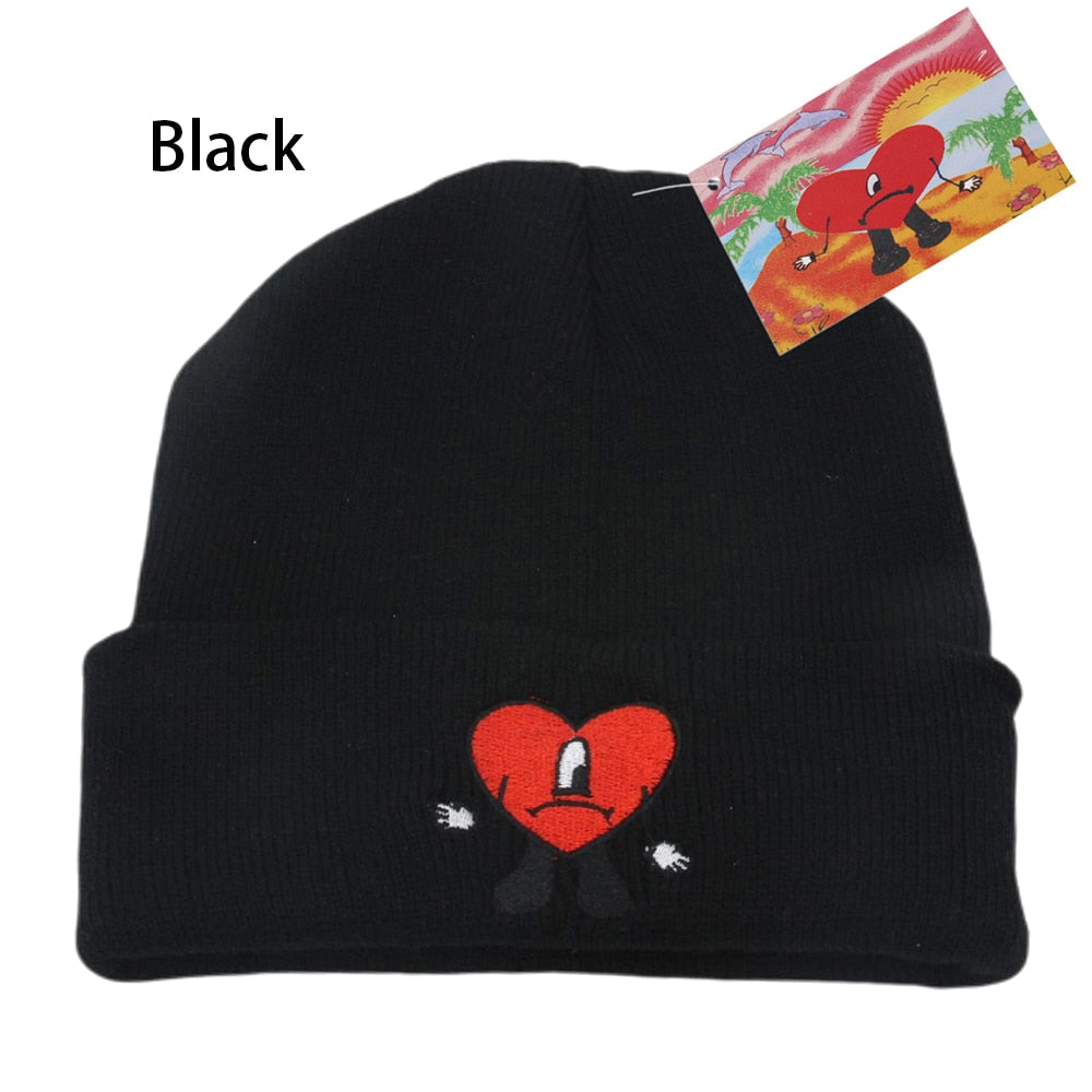 Bad Bunny Beanie Hat Ski Knitted Hats Unisex Cartoon Embroidery Cap