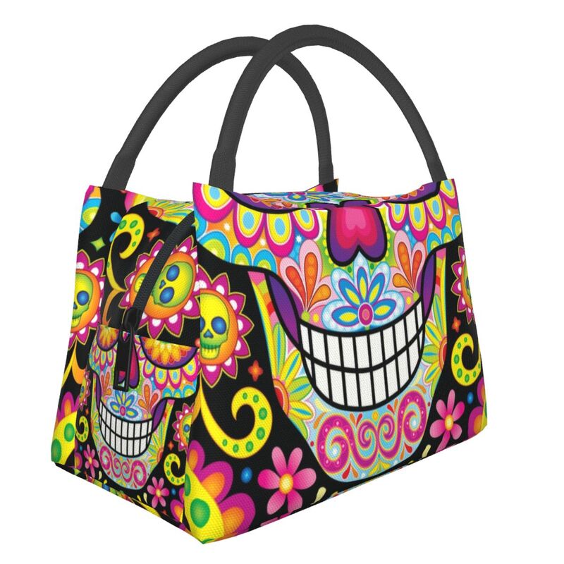Catrina Thermal Insulated Lunch Bag Women Mexican Sugar Skull Girl Portable Lunch Tote for Office Outdoor Storage Meal Food Box