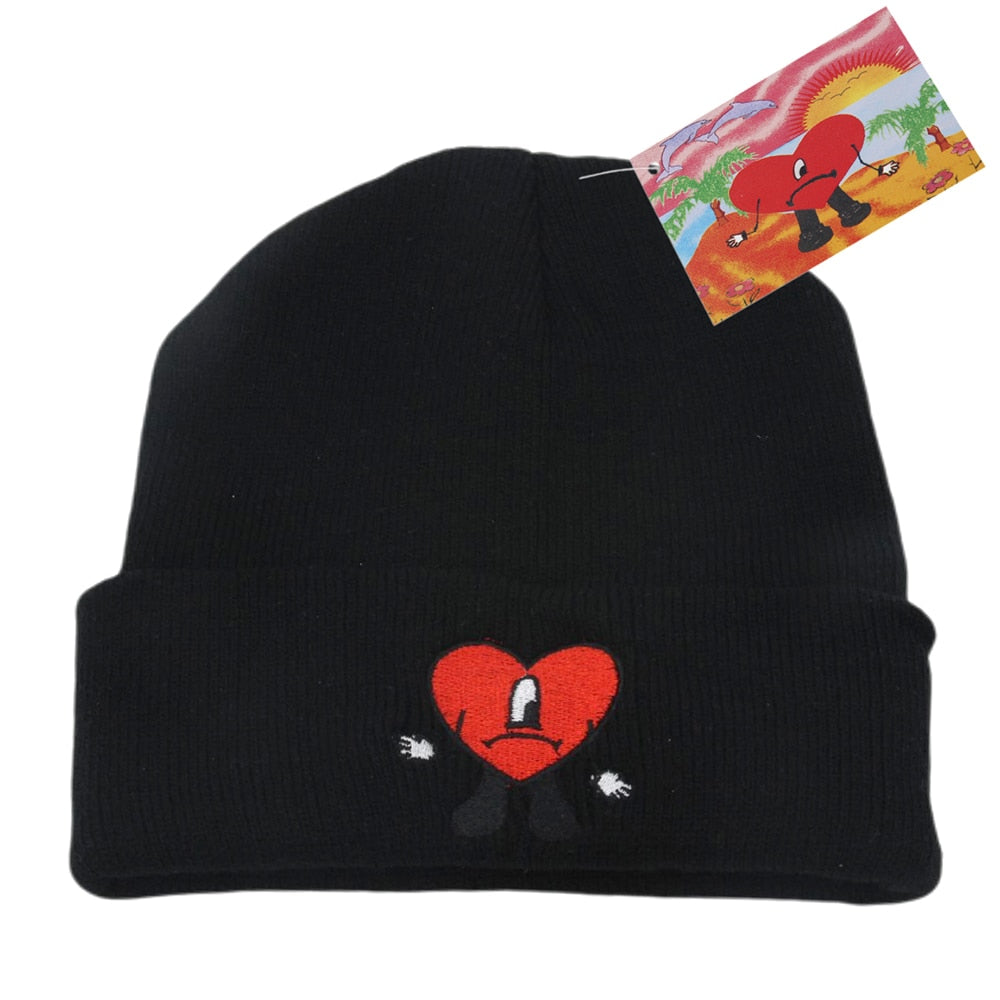 Bad Bunny Beanie Hat Ski Knitted Hats Unisex Cartoon Embroidery Cap