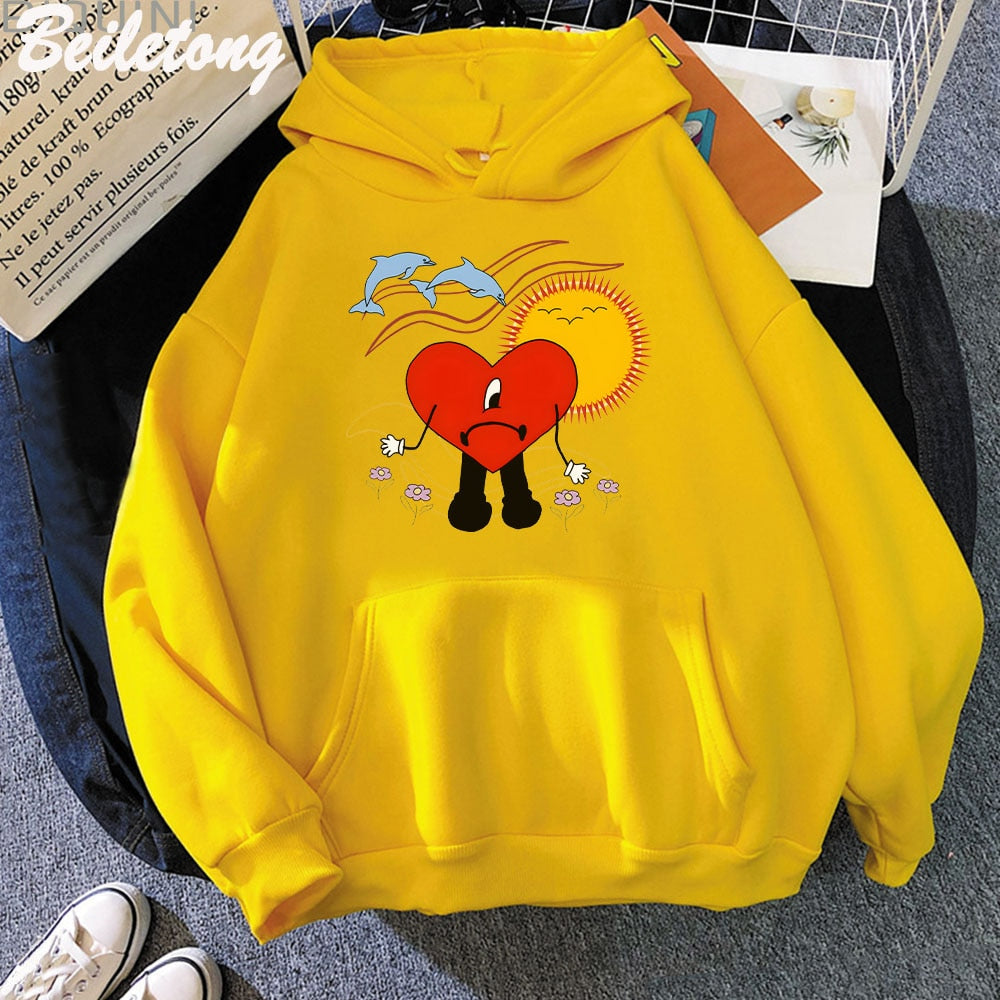 Un Verano Sin Ti Bad Bunny Print Hoodie Kawaii Clothing Aesthetic Loose Sweatshirts Ulzzang Long Sleeve Pullovers Sudadera Mujer