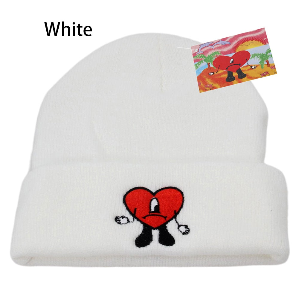 Bad Bunny Beanie Hat Ski Knitted Hats Unisex Cartoon Embroidery Cap