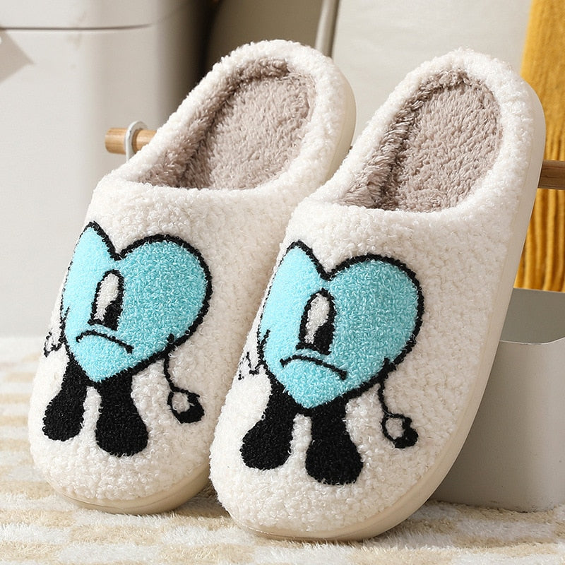 ASIFN Winter Home Warm Women Slippers House Girl Fur Cute Bad Bunny Love Cushion Slides Bedroom Ladies Cotton Female Plush Shoes