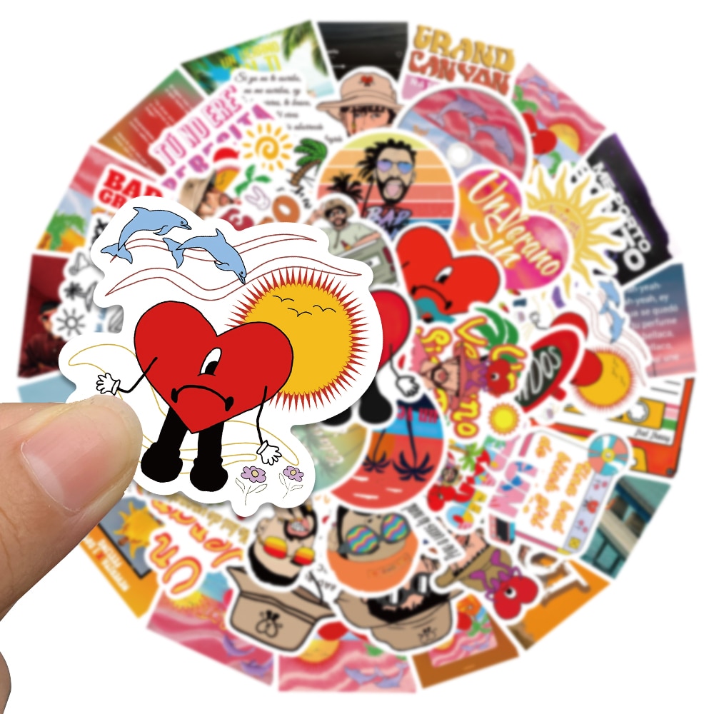 10/50/100/pack Singer Star Bad Bunny Album Stickers For Guitar Toy Bicycle Motorcycle Car Skateboard Snowboard Laptop Luggage