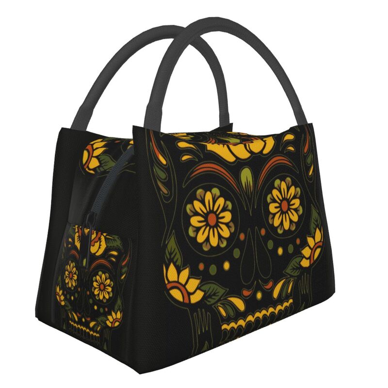 Catrina Thermal Insulated Lunch Bag Women Mexican Sugar Skull Girl Portable Lunch Tote for Office Outdoor Storage Meal Food Box