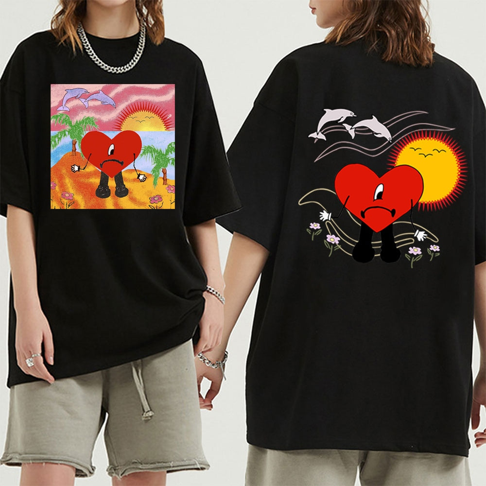 Bad Bunny UN VERANO SIN TI Music Album Black Tshirt Men WomenT Shirt Graphic T Shirts Cotton T-shirt Man Woman Tees Tops
