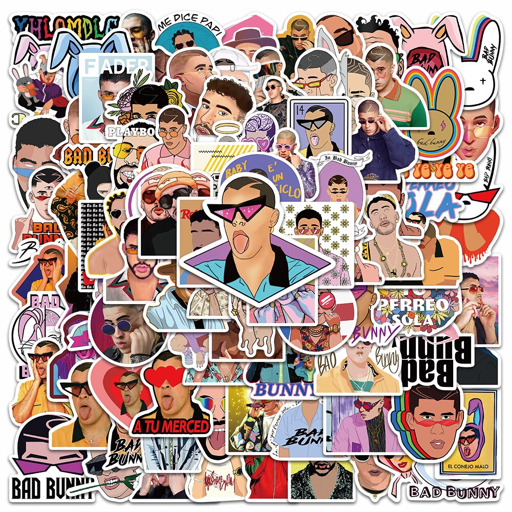 10/50/100/pack Singer Star Bad Bunny Album Stickers For Guitar Toy Bicycle Motorcycle Car Skateboard Snowboard Laptop Luggage