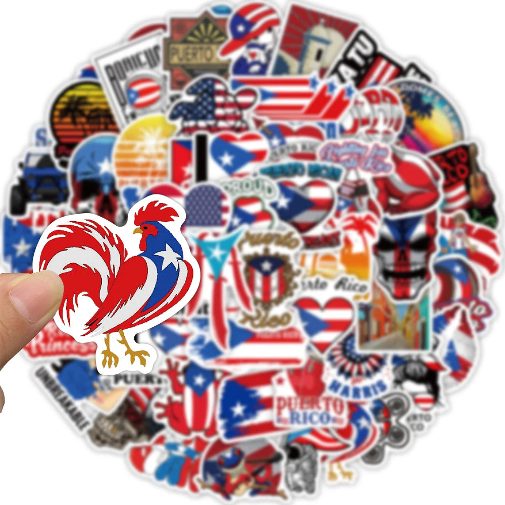 50PCS Cartoon Puerto Rico Stickers Decorative Guitar Phone Case DIY Luggage Laptop Waterproof Stickers