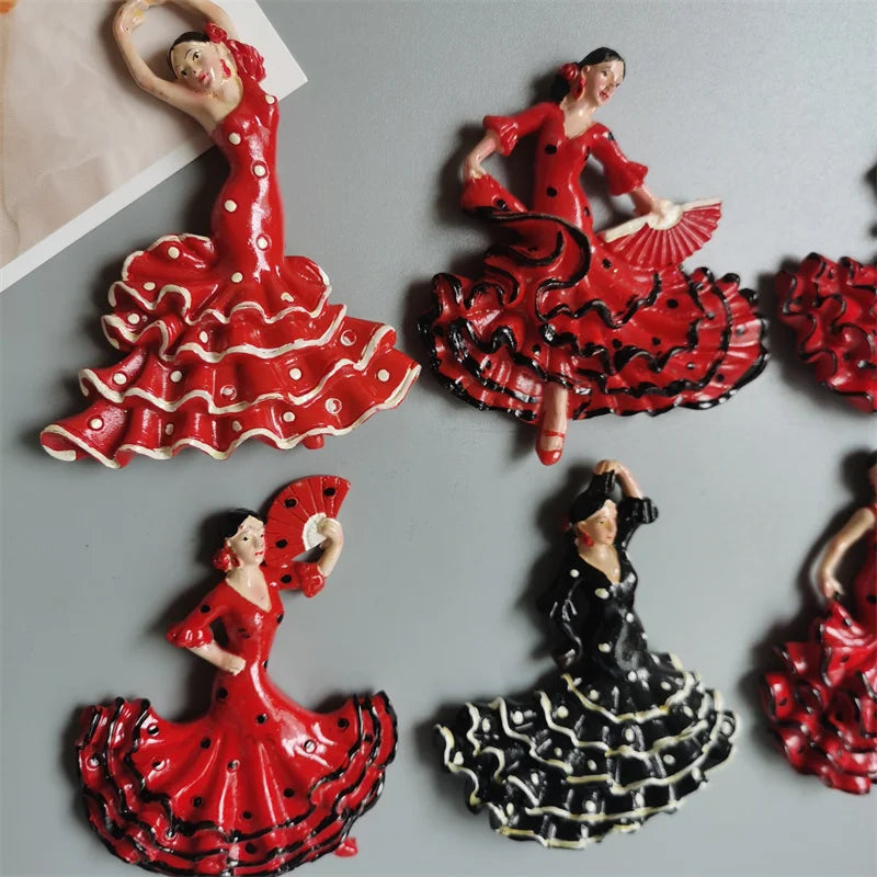 Spanish Fridge Magnets Flamenco Dancer MallorcaTourism Souvenir Decorative Arts Refrigerator Magnetic Stickers Home Decoration