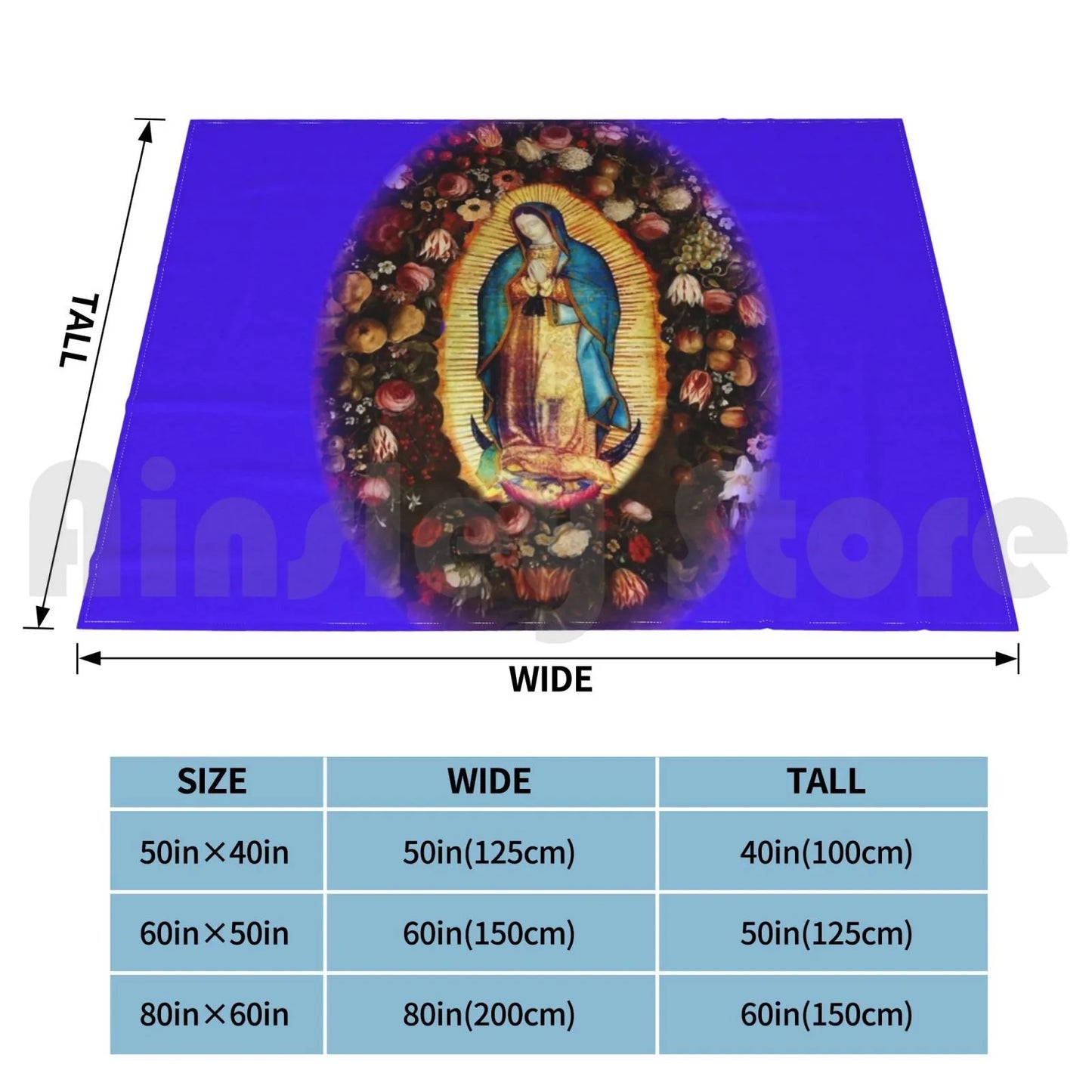 Blanket Our Lady Of Guadalupe Mexican Virgin Mary Mexico Aztec Tilma 20-102 2384 Guadalupe