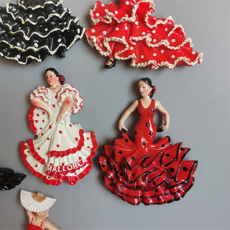 Spanish Fridge Magnets Flamenco Dancer MallorcaTourism Souvenir Decorative Arts Refrigerator Magnetic Stickers Home Decoration