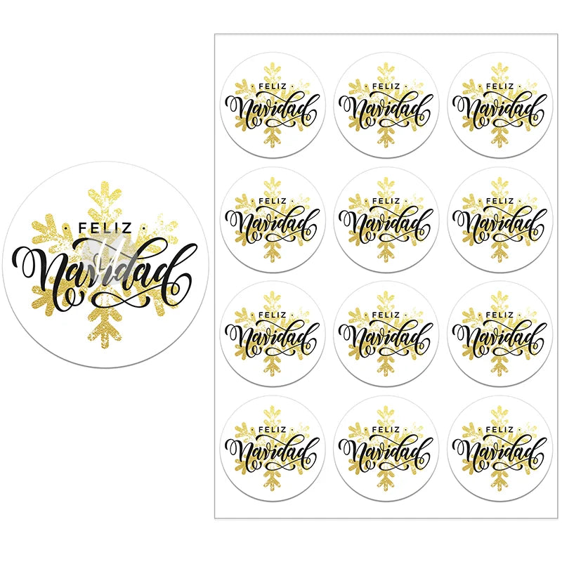 Feliz Navidad Christmas Spanish Merry Christmas Stickers Labels Decorative Stickers Wrapping Gift Box Label