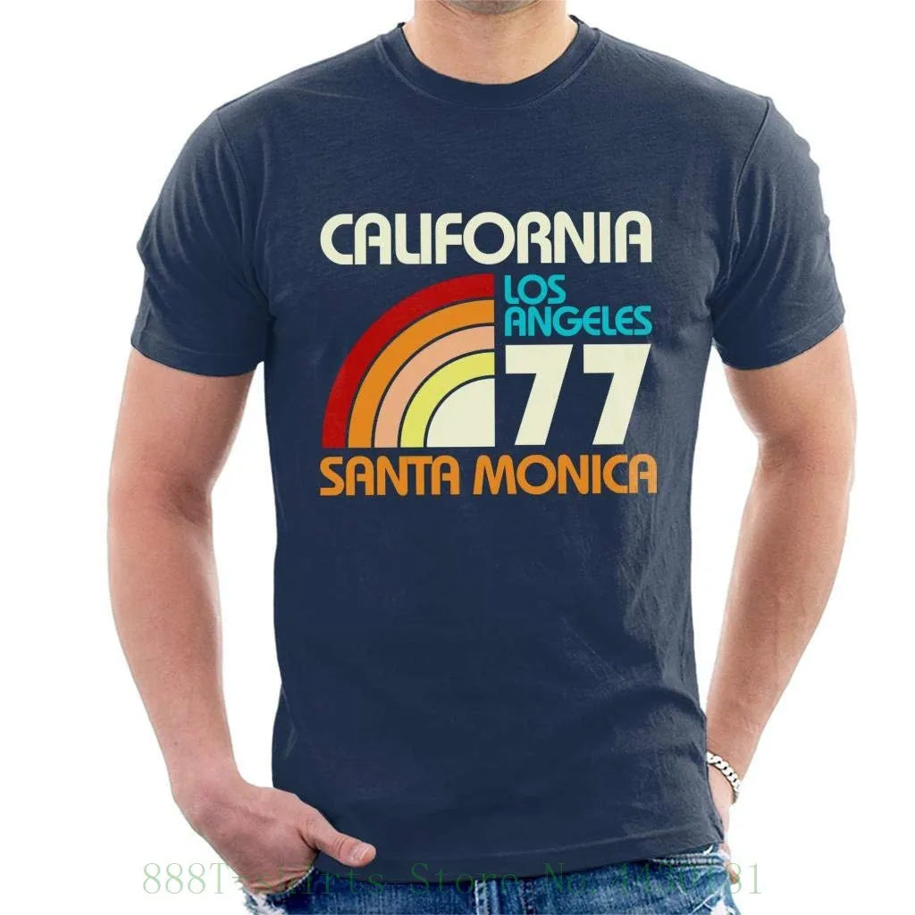 California Los Angeles Santa Monica 70S Men'S T Shirt Tee Shirts Hipster O-Neck