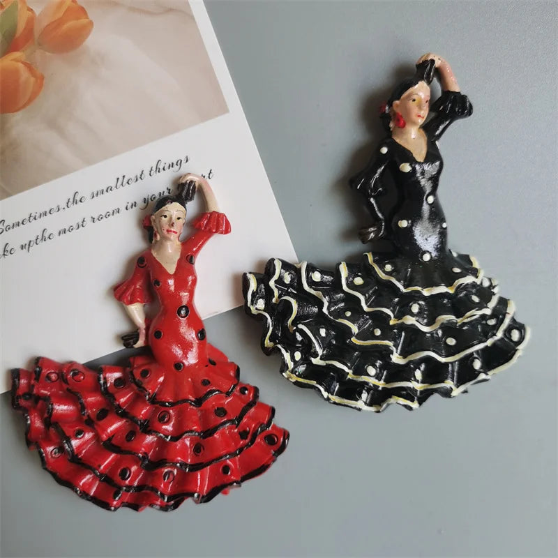 Spanish Fridge Magnets Flamenco Dancer MallorcaTourism Souvenir Decorative Arts Refrigerator Magnetic Stickers Home Decoration
