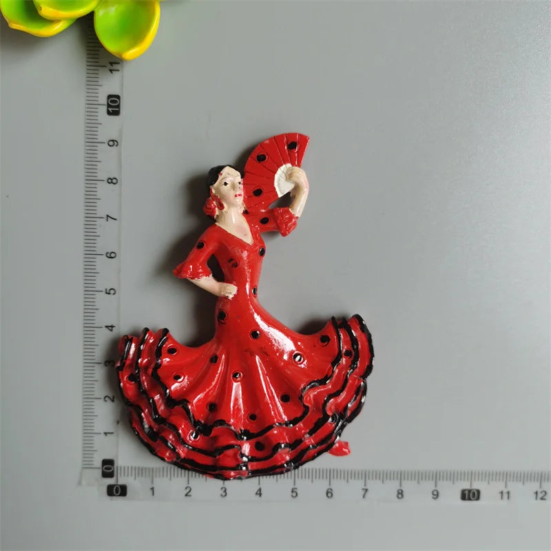 Spanish Fridge Magnets Flamenco Dancer MallorcaTourism Souvenir Decorative Arts Refrigerator Magnetic Stickers Home Decoration
