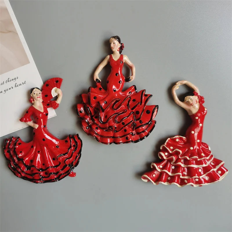 Spanish Fridge Magnets Flamenco Dancer MallorcaTourism Souvenir Decorative Arts Refrigerator Magnetic Stickers Home Decoration