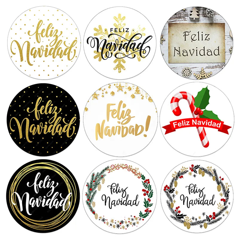 Feliz Navidad Christmas Spanish Merry Christmas Stickers Labels Decorative Stickers Wrapping Gift Box Label