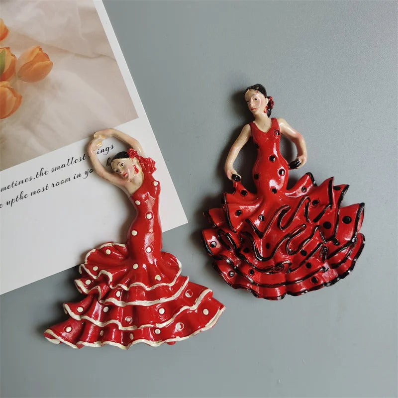 Spanish Fridge Magnets Flamenco Dancer MallorcaTourism Souvenir Decorative Arts Refrigerator Magnetic Stickers Home Decoration