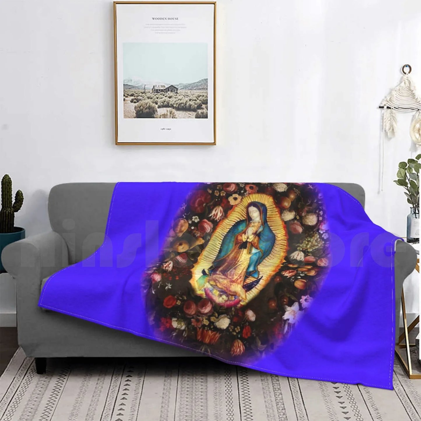 Blanket Our Lady Of Guadalupe Mexican Virgin Mary Mexico Aztec Tilma 20-102 2384 Guadalupe