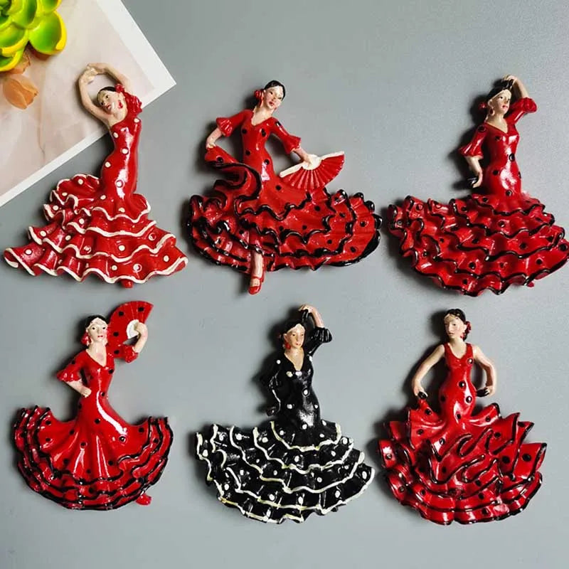 Spanish Fridge Magnets Flamenco Dancer MallorcaTourism Souvenir Decorative Arts Refrigerator Magnetic Stickers Home Decoration