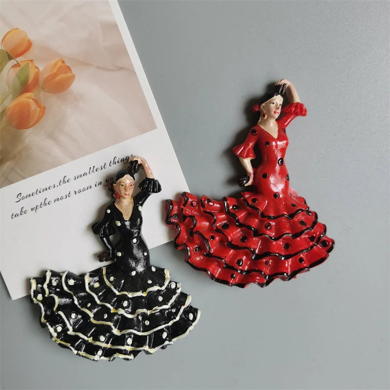 Spanish Fridge Magnets Flamenco Dancer MallorcaTourism Souvenir Decorative Arts Refrigerator Magnetic Stickers Home Decoration