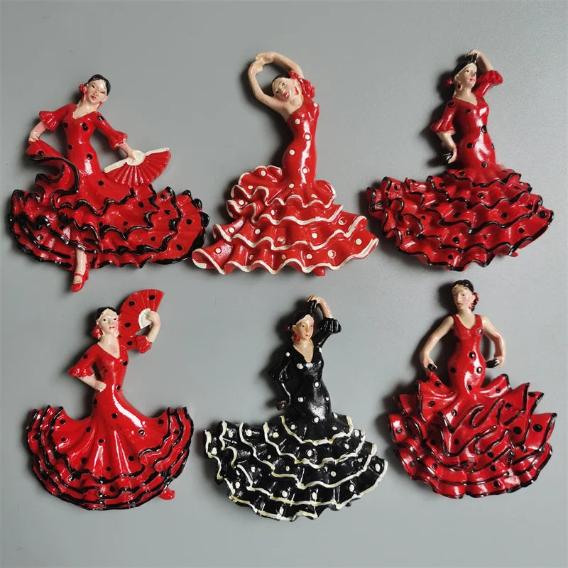 Spanish Fridge Magnets Flamenco Dancer MallorcaTourism Souvenir Decorative Arts Refrigerator Magnetic Stickers Home Decoration