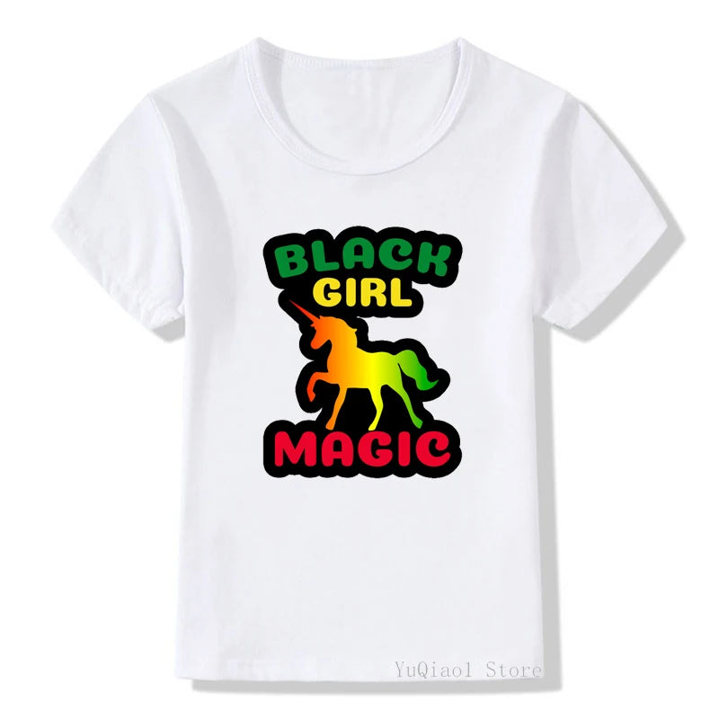 black girl magic t shirt summer melanin shirt graphic tee top for baby girls cute unicorn tshirt lovely children’s t-shirt