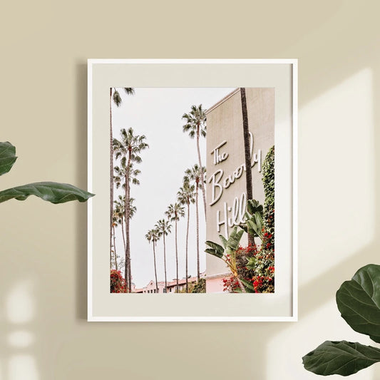 Beverly Hills Hotel Los Angeles Print Hollywood Glam Decor Retro Wall Art Picture Canvas Painting Gift for Her Home Decoration