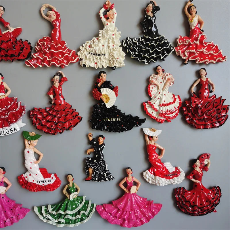 Spanish Fridge Magnets Flamenco Dancer MallorcaTourism Souvenir Decorative Arts Refrigerator Magnetic Stickers Home Decoration