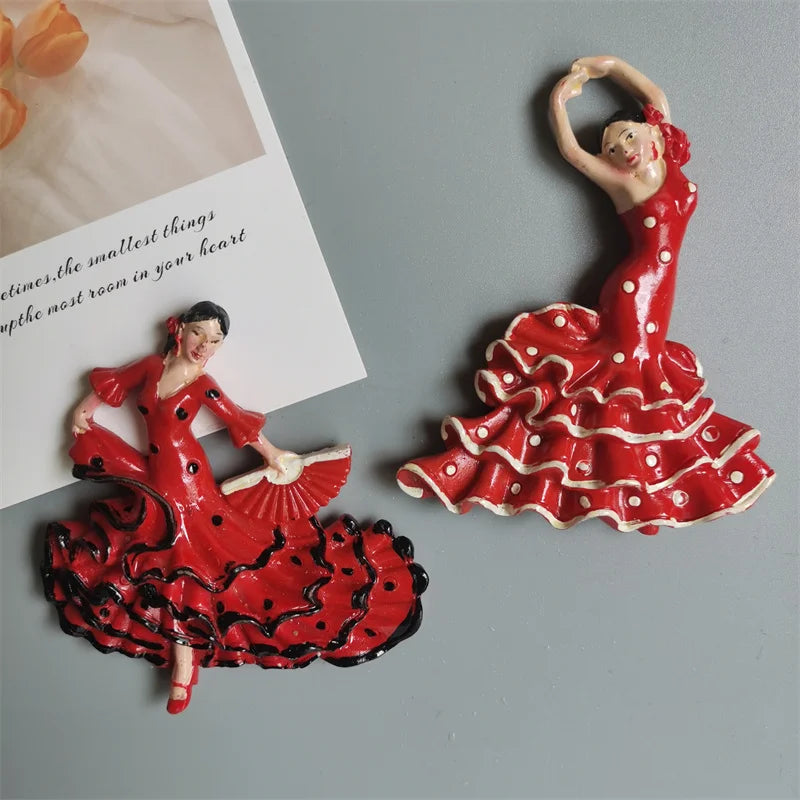 Spanish Fridge Magnets Flamenco Dancer MallorcaTourism Souvenir Decorative Arts Refrigerator Magnetic Stickers Home Decoration
