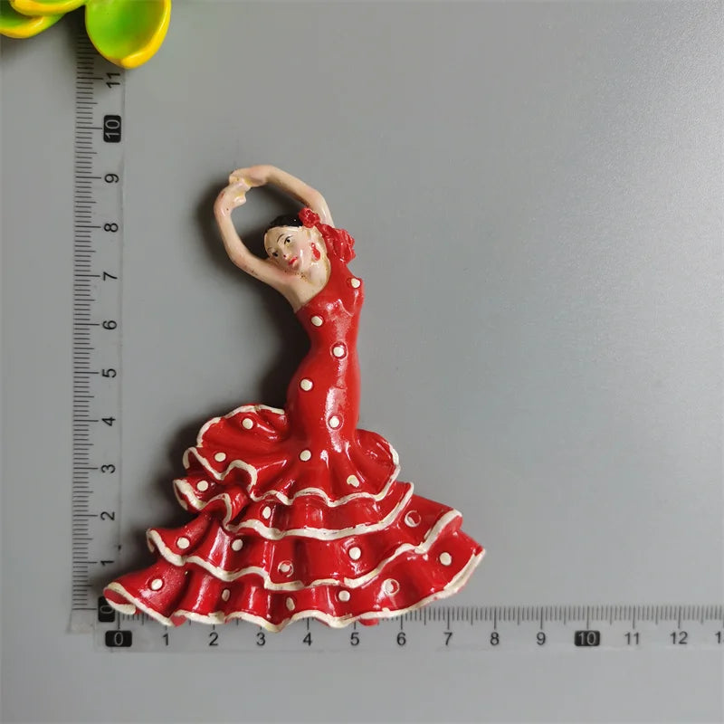 Spanish Fridge Magnets Flamenco Dancer MallorcaTourism Souvenir Decorative Arts Refrigerator Magnetic Stickers Home Decoration