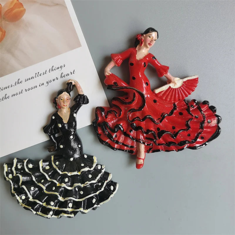 Spanish Fridge Magnets Flamenco Dancer MallorcaTourism Souvenir Decorative Arts Refrigerator Magnetic Stickers Home Decoration