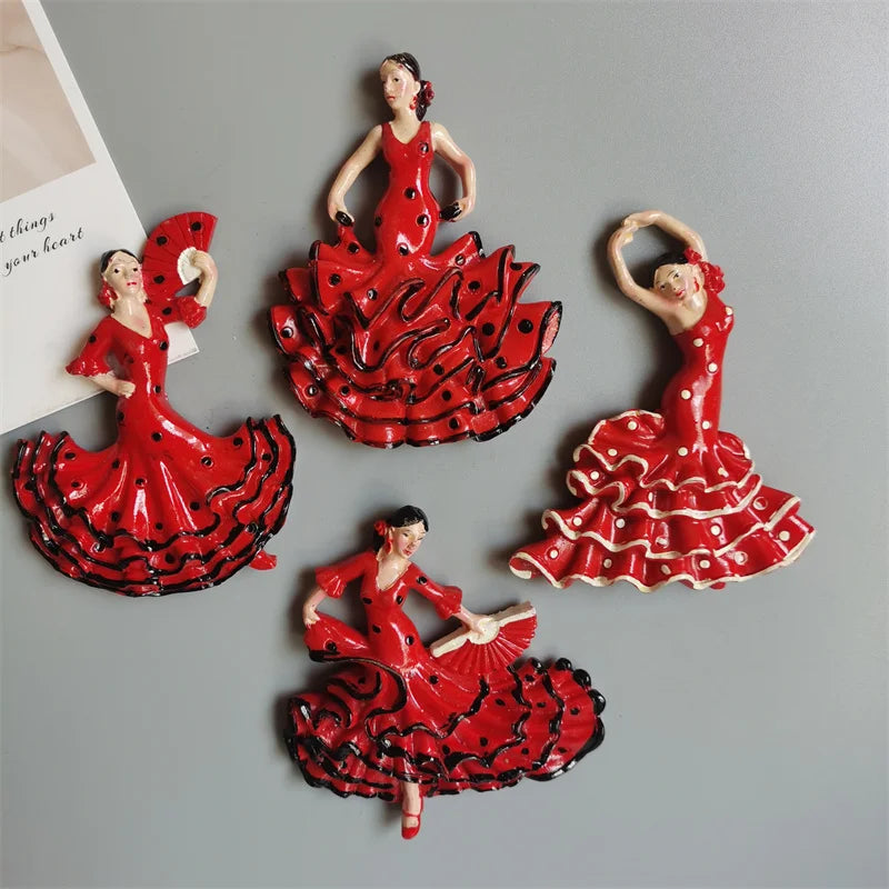 Spanish Fridge Magnets Flamenco Dancer MallorcaTourism Souvenir Decorative Arts Refrigerator Magnetic Stickers Home Decoration