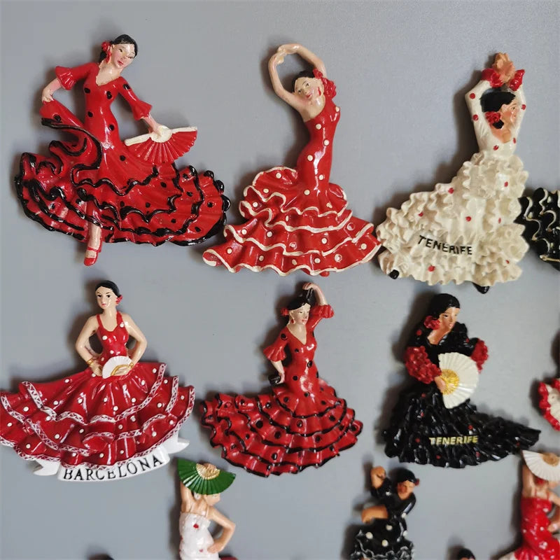 Spanish Fridge Magnets Flamenco Dancer MallorcaTourism Souvenir Decorative Arts Refrigerator Magnetic Stickers Home Decoration