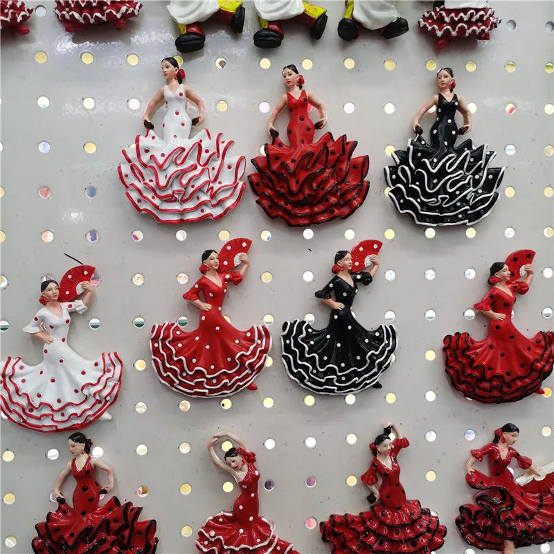 Spanish Fridge Magnets Flamenco Dancer MallorcaTourism Souvenir Decorative Arts Refrigerator Magnetic Stickers Home Decoration